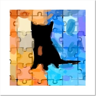 PUZZLE CAT COLORS Posters and Art